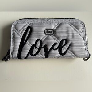 LUG WHIRLY LOVE RFID WRISTLET WALLET BRUSHED SILVER EUC